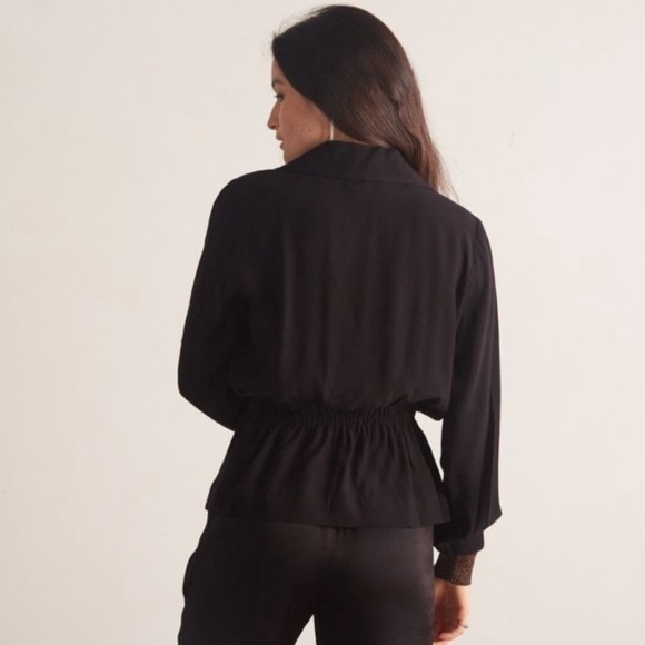JUST FEMALE • Black Lauren Blouse Gold Accents Top - Picture 9 of 12
